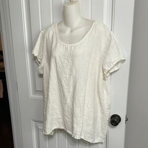FLAX Cap sleeve Top with Button Down back Large
